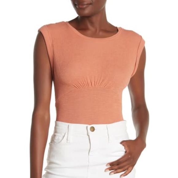 ooberswank Tops - OOBERSWANK Gathered Ribbed Knit Bodysuit